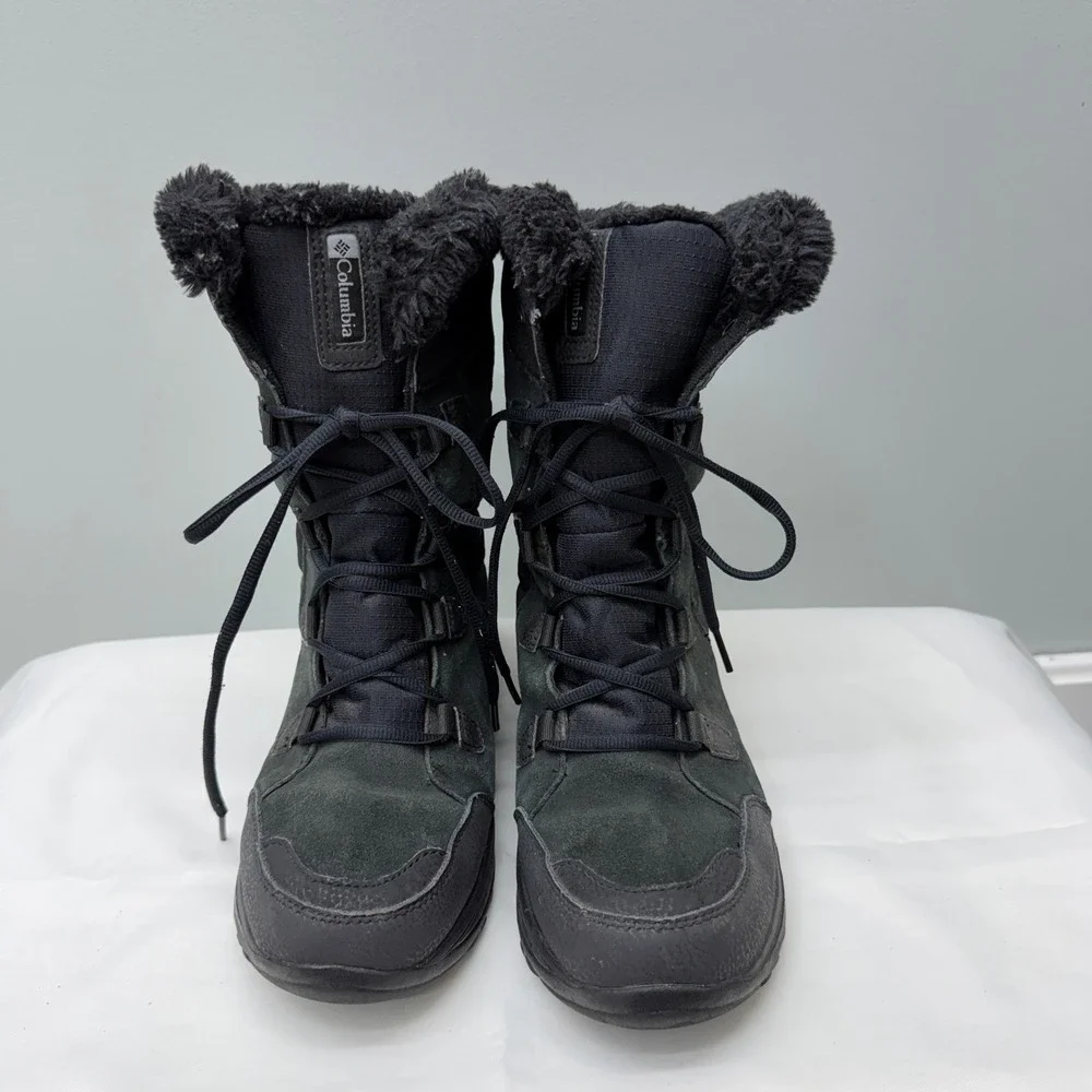 Columbia Ice Maiden II black leather suede waterproof‎ winter boots women's 9.5